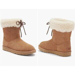 NEW UGG Sarissa Shearling Boots Womens 9 Tan Suede Cozy Winter Outdoors